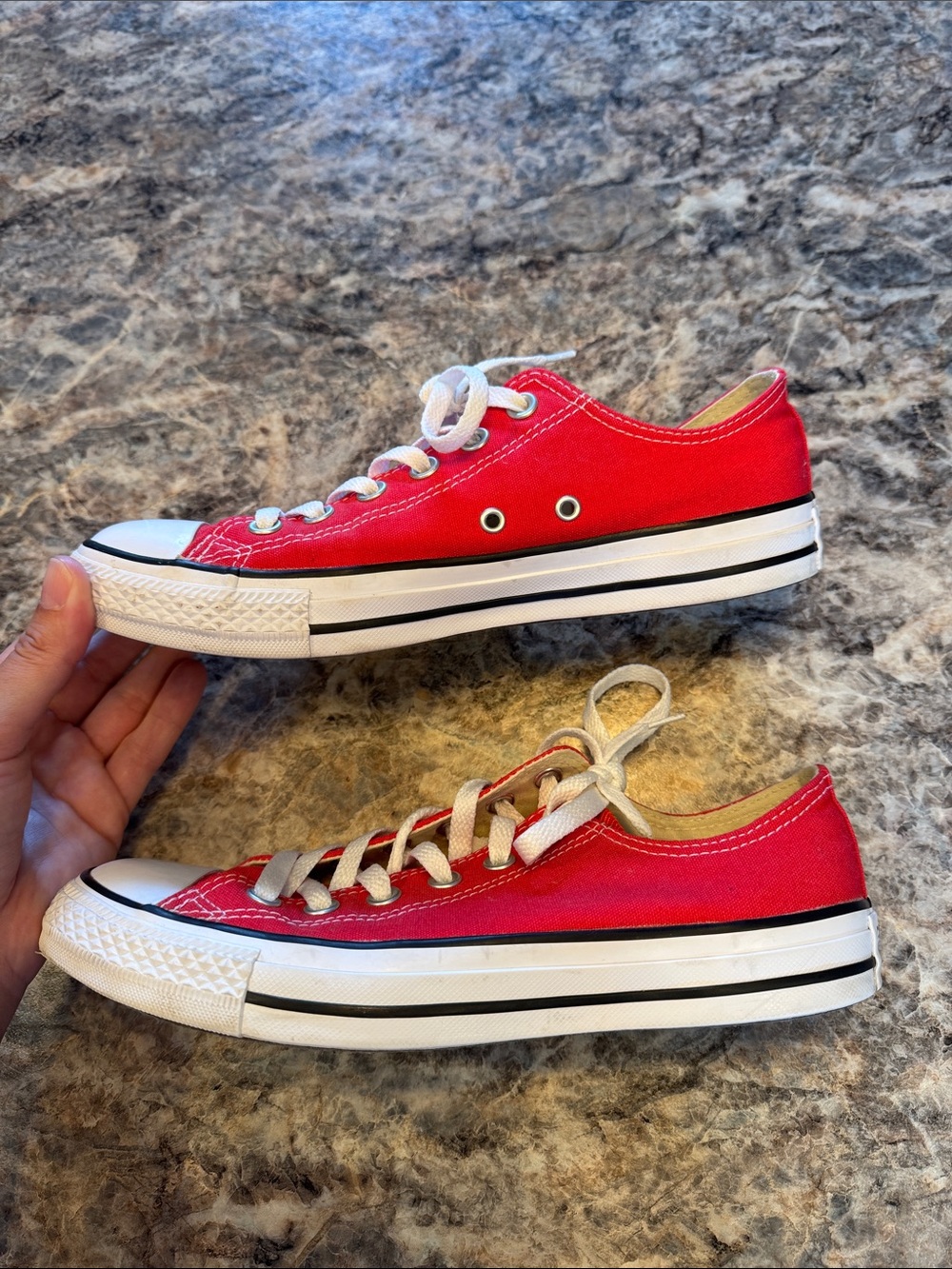 Converse Red Low-Top Canvas Sneakers with White Laces - Picture 2 of 7